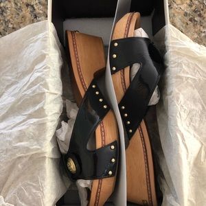 Coach Black Patent Slip On Sandals size 9.5